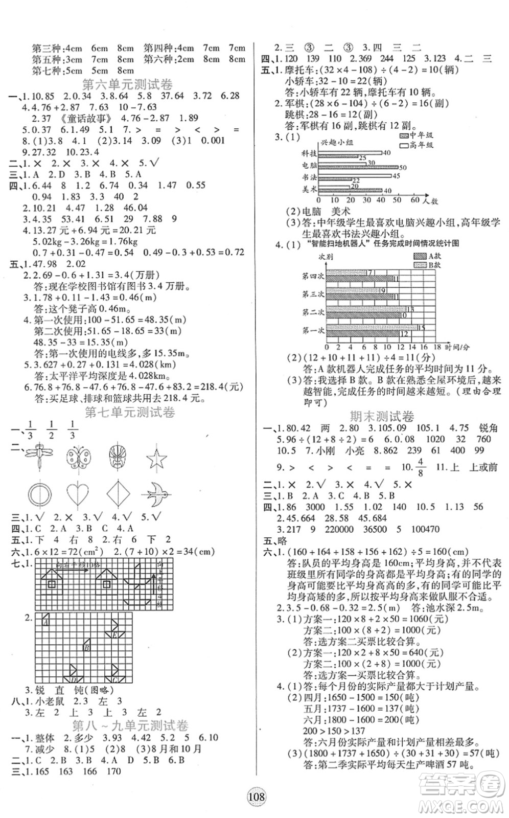 天津科學技術(shù)出版社2022云頂課堂四年級數(shù)學下冊RJ人教版答案