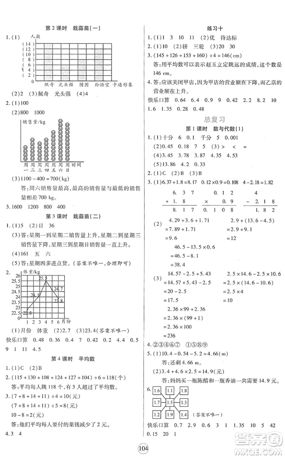 天津科學(xué)技術(shù)出版社2022云頂課堂四年級(jí)數(shù)學(xué)下冊(cè)BS北師版答案