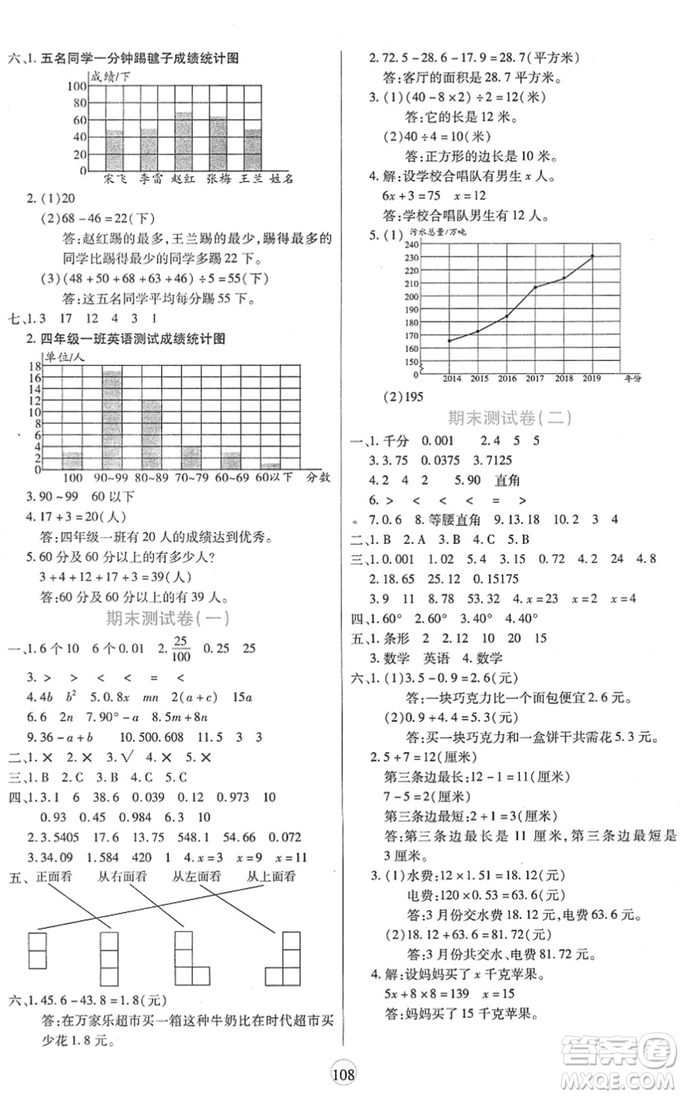 天津科學(xué)技術(shù)出版社2022云頂課堂四年級(jí)數(shù)學(xué)下冊(cè)BS北師版答案