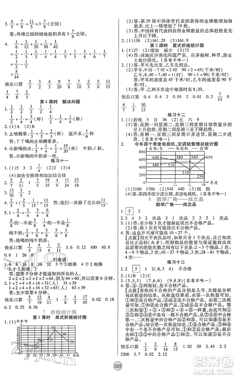 天津科學(xué)技術(shù)出版社2022云頂課堂五年級數(shù)學(xué)下冊RJ人教版答案