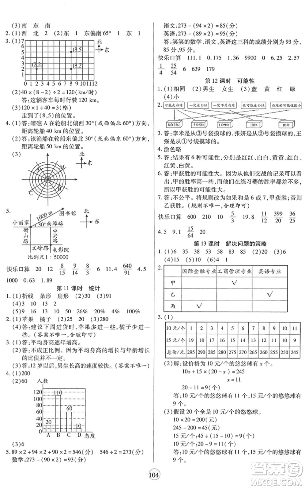 天津科學技術出版社2022云頂課堂六年級數學下冊BS北師版答案