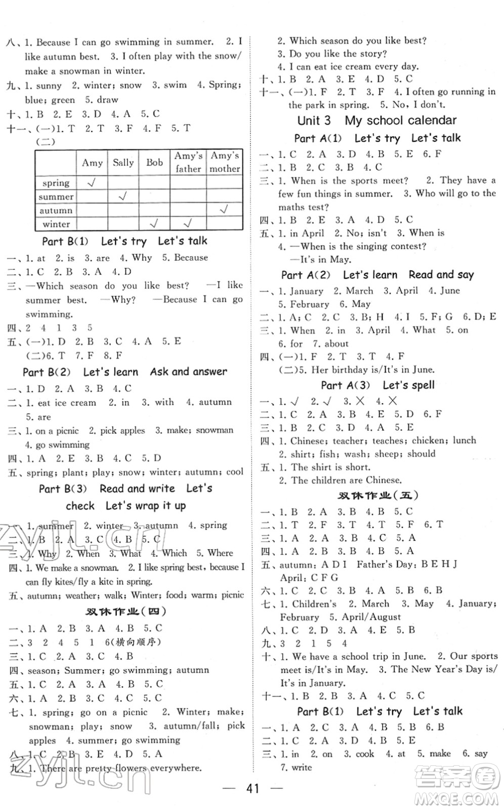 河海大學(xué)出版社2022學(xué)霸棒棒堂同步提優(yōu)五年級(jí)英語下冊RJ人教版答案