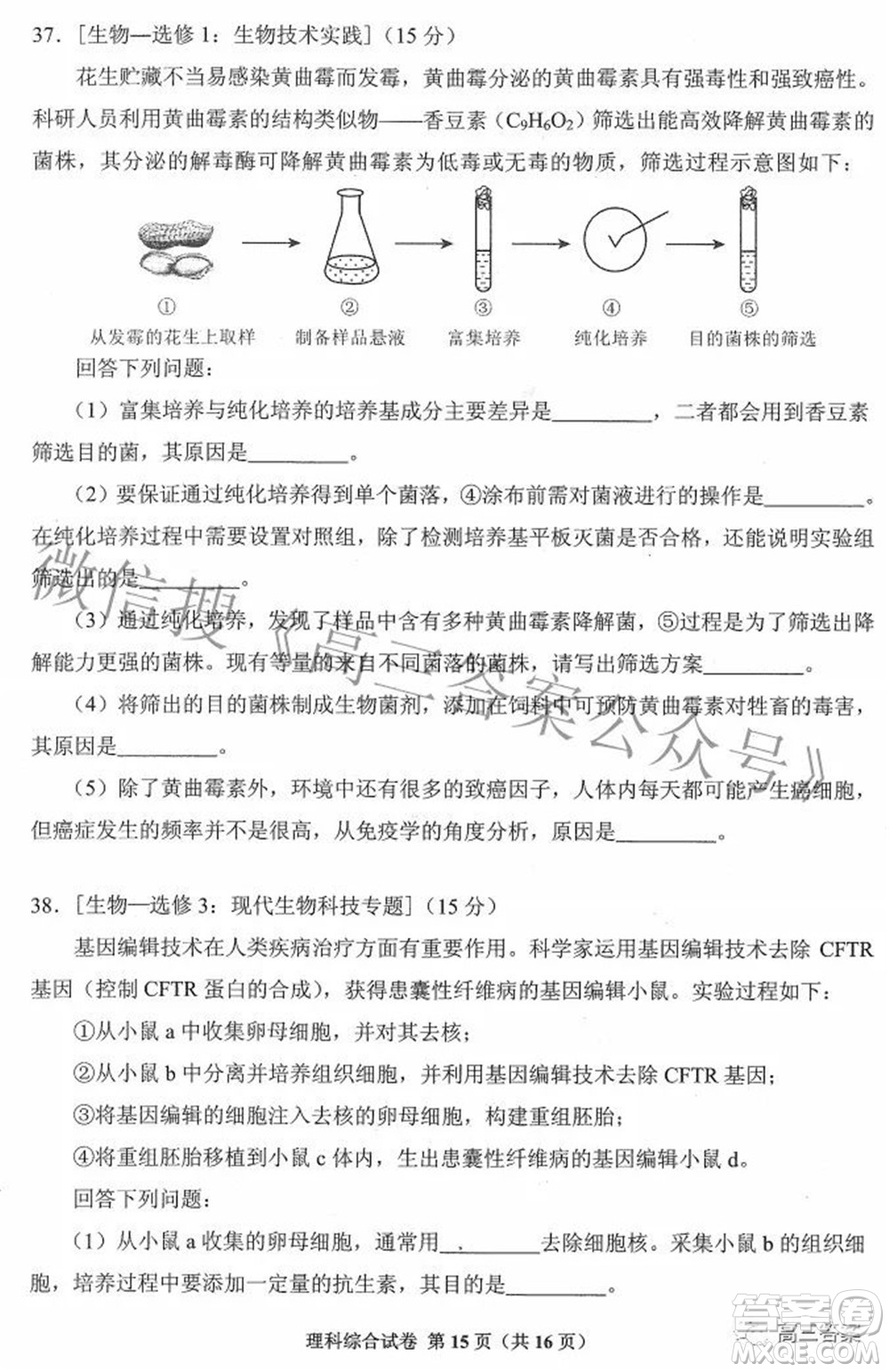 貴州省2022年普通高等學(xué)校招生適應(yīng)性測試?yán)砜凭C合試題及答案