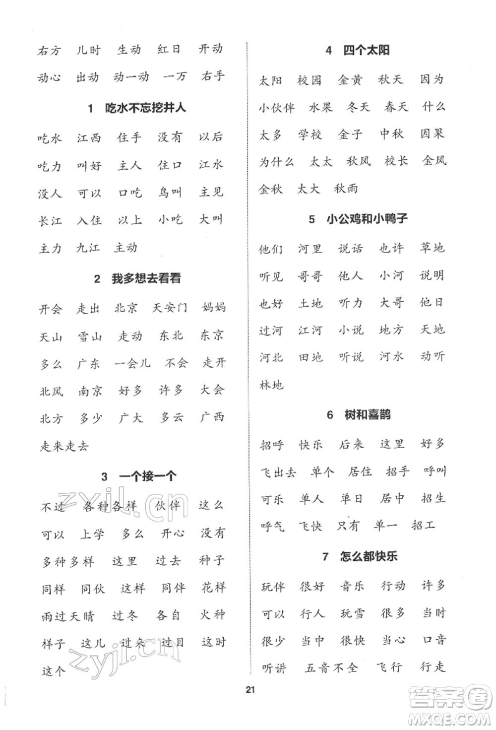 蘇州大學(xué)出版社2022金鑰匙1+1課時(shí)作業(yè)一年級(jí)下冊(cè)語(yǔ)文全國(guó)版參考答案