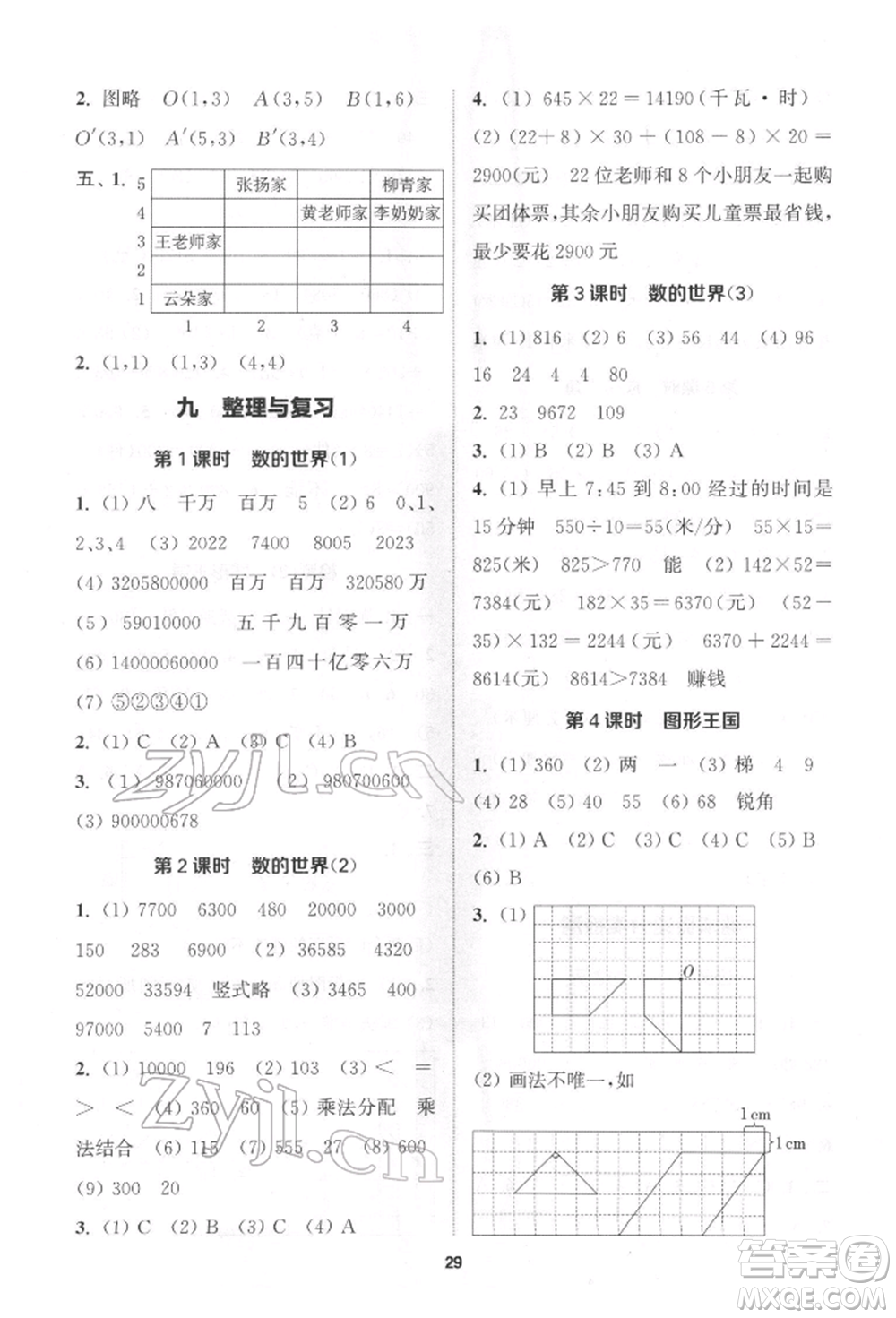 蘇州大學(xué)出版社2022金鑰匙1+1課時(shí)作業(yè)四年級下冊數(shù)學(xué)江蘇版參考答案