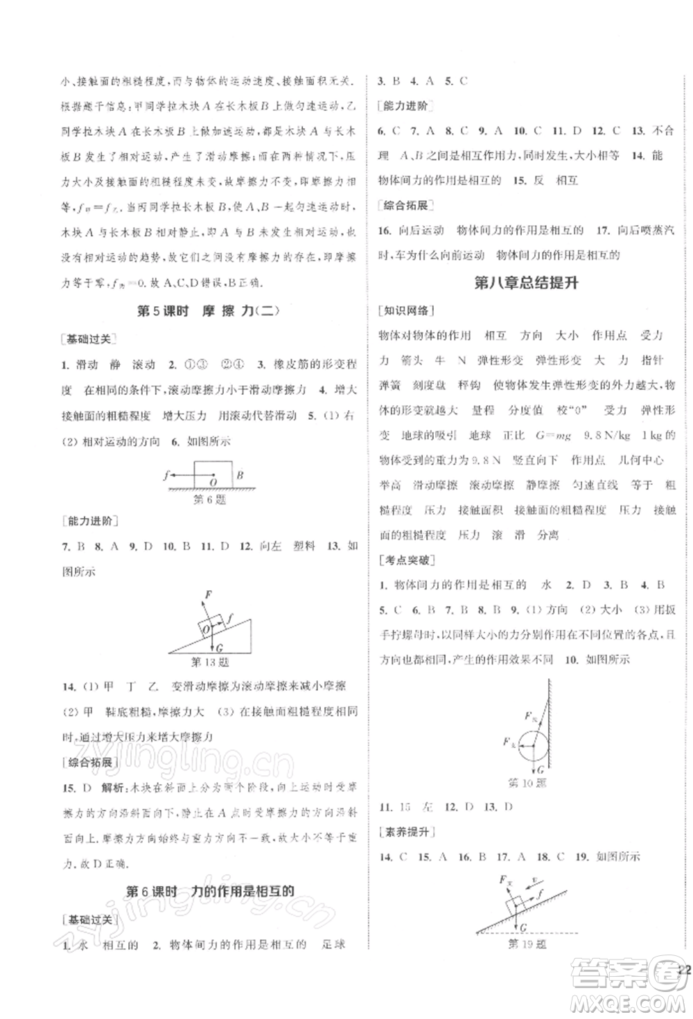 蘇州大學(xué)出版社2022金鑰匙1+1課時(shí)作業(yè)目標(biāo)檢測八年級下冊物理江蘇版鹽城專版參考答案