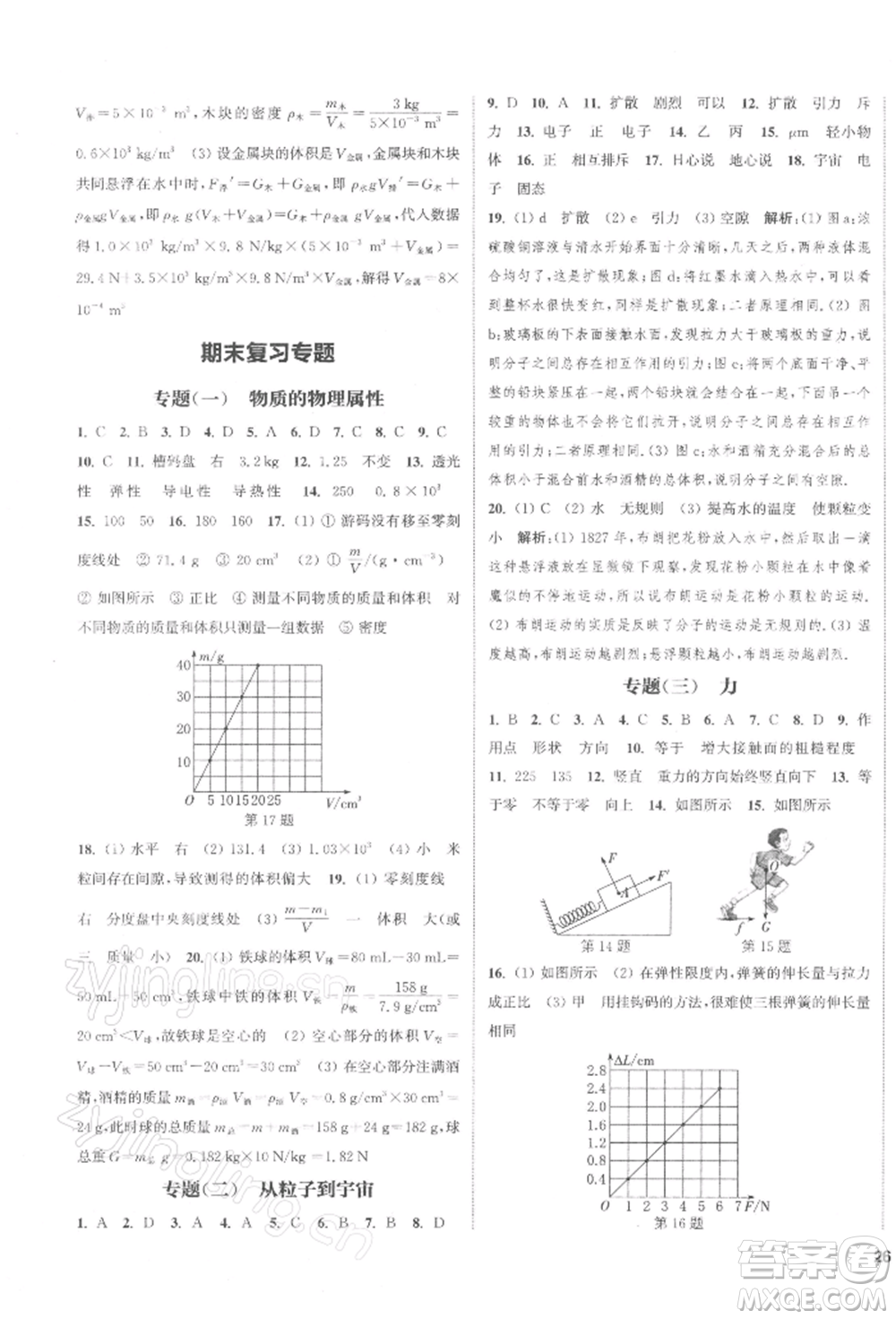 蘇州大學(xué)出版社2022金鑰匙1+1課時(shí)作業(yè)目標(biāo)檢測八年級下冊物理江蘇版鹽城專版參考答案