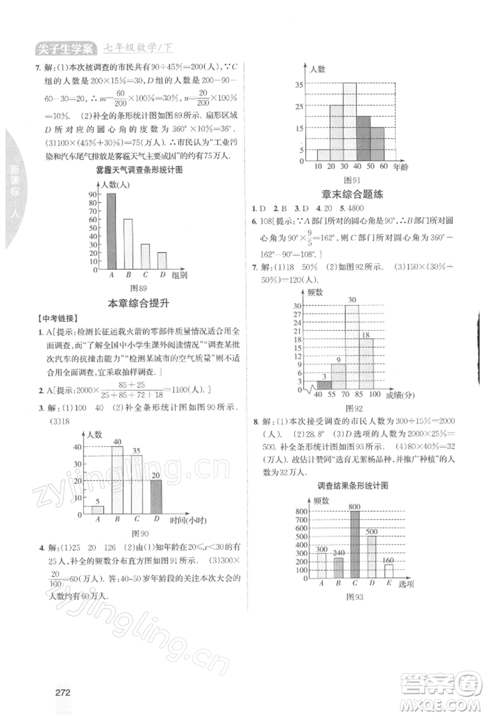 吉林人民出版社2022尖子生學案七年級下冊數(shù)學人教版參考答案