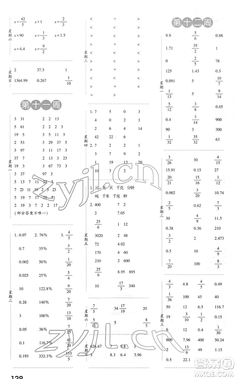 寧夏人民教育出版社2022經(jīng)綸學典口算達人六年級數(shù)學下冊江蘇國標版答案