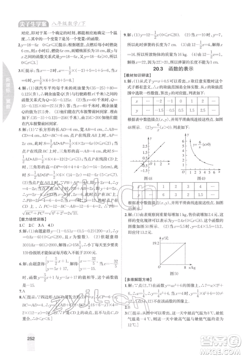 吉林人民出版社2022尖子生學(xué)案八年級下冊數(shù)學(xué)冀教版參考答案