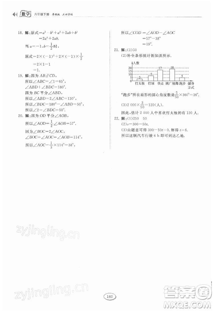 山東科學(xué)技術(shù)出版社2022初中同步練習(xí)冊(cè)數(shù)學(xué)六年級(jí)下冊(cè)五四制魯教版答案