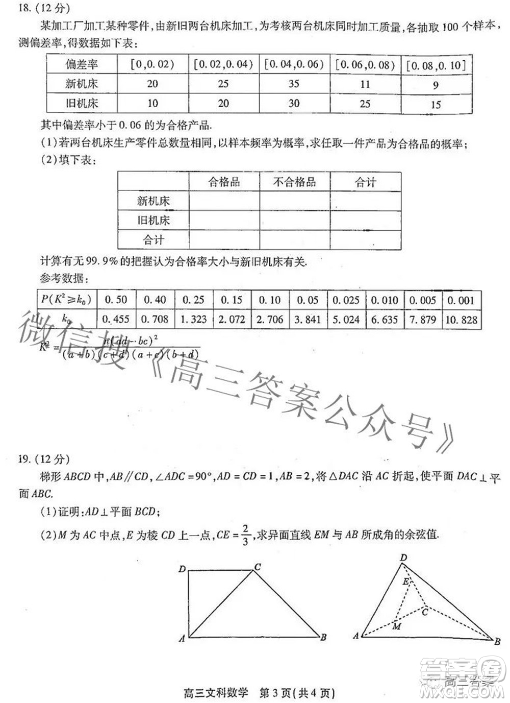 安徽省鼎尖聯(lián)盟2022屆4月聯(lián)考高三文科數(shù)學試題及答案