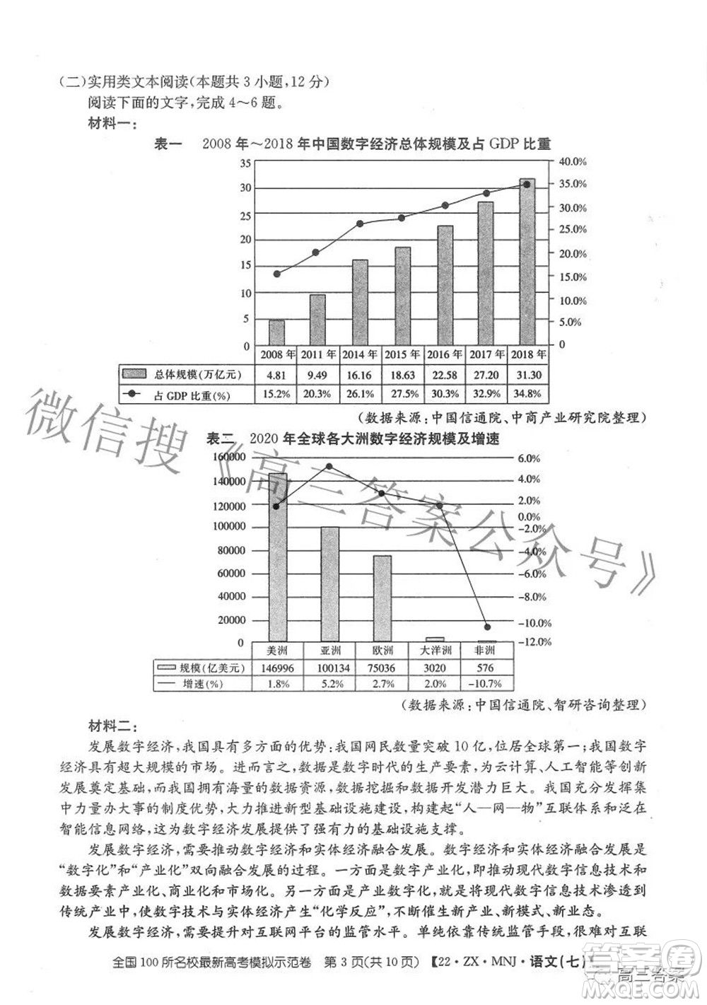 2022全國100所名校最新高考模擬示范卷七語文試題及答案