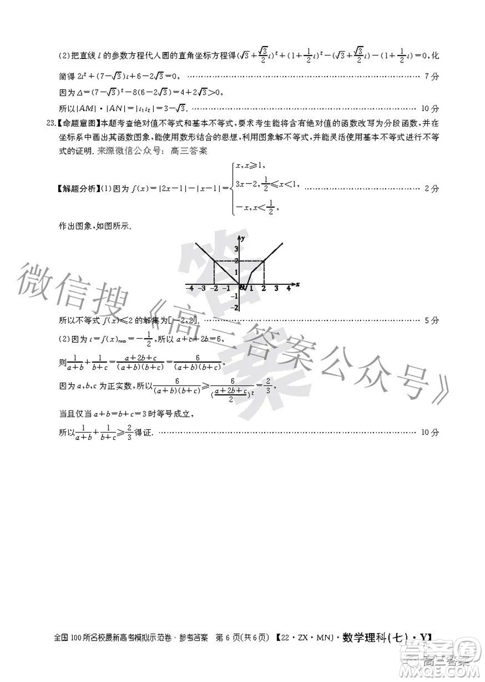 2022全國(guó)100所名校最新高考模擬示范卷七理科數(shù)學(xué)試題及答案