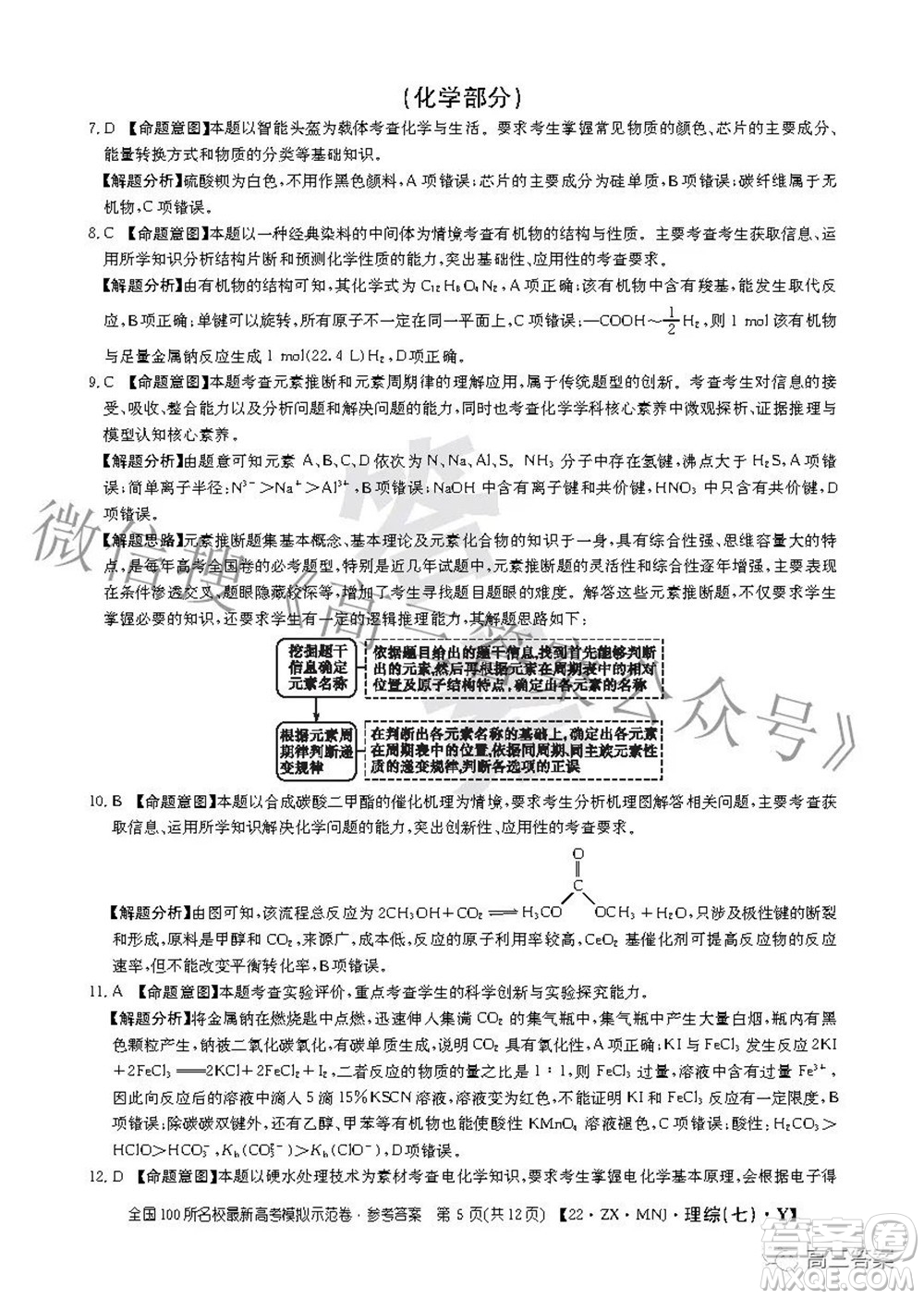 2022全國(guó)100所名校最新高考模擬示范卷七理科綜合試題及答案