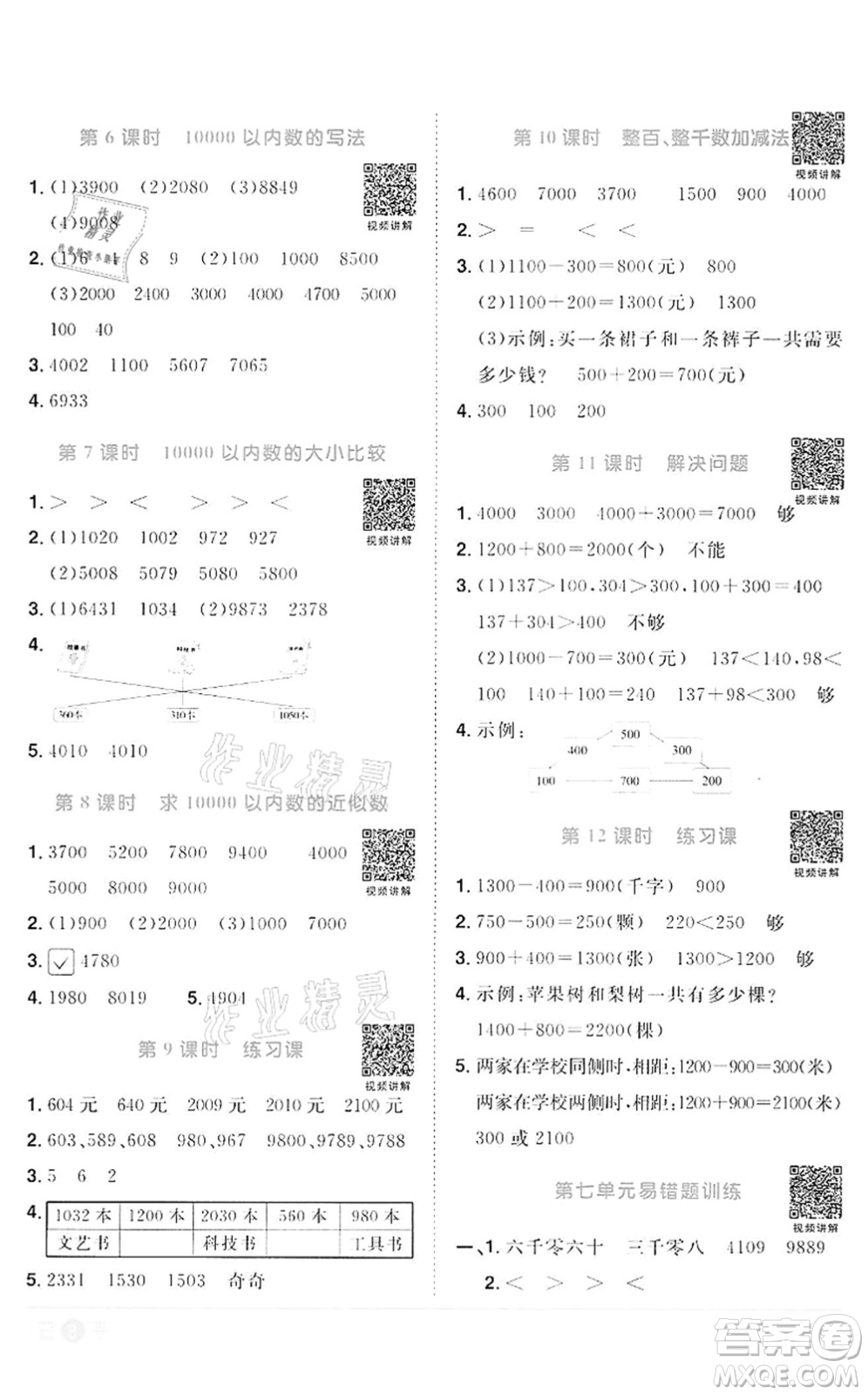 浙江教育出版社2022陽光同學(xué)課時(shí)達(dá)標(biāo)訓(xùn)練二年級數(shù)學(xué)下冊R人教版浙江專版答案