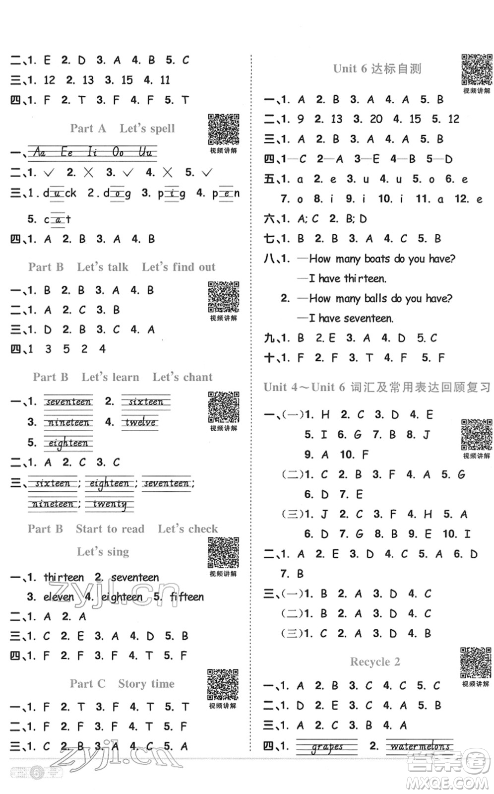 浙江教育出版社2022陽光同學(xué)課時(shí)達(dá)標(biāo)訓(xùn)練三年級(jí)英語下冊(cè)PEP版浙江專版答案