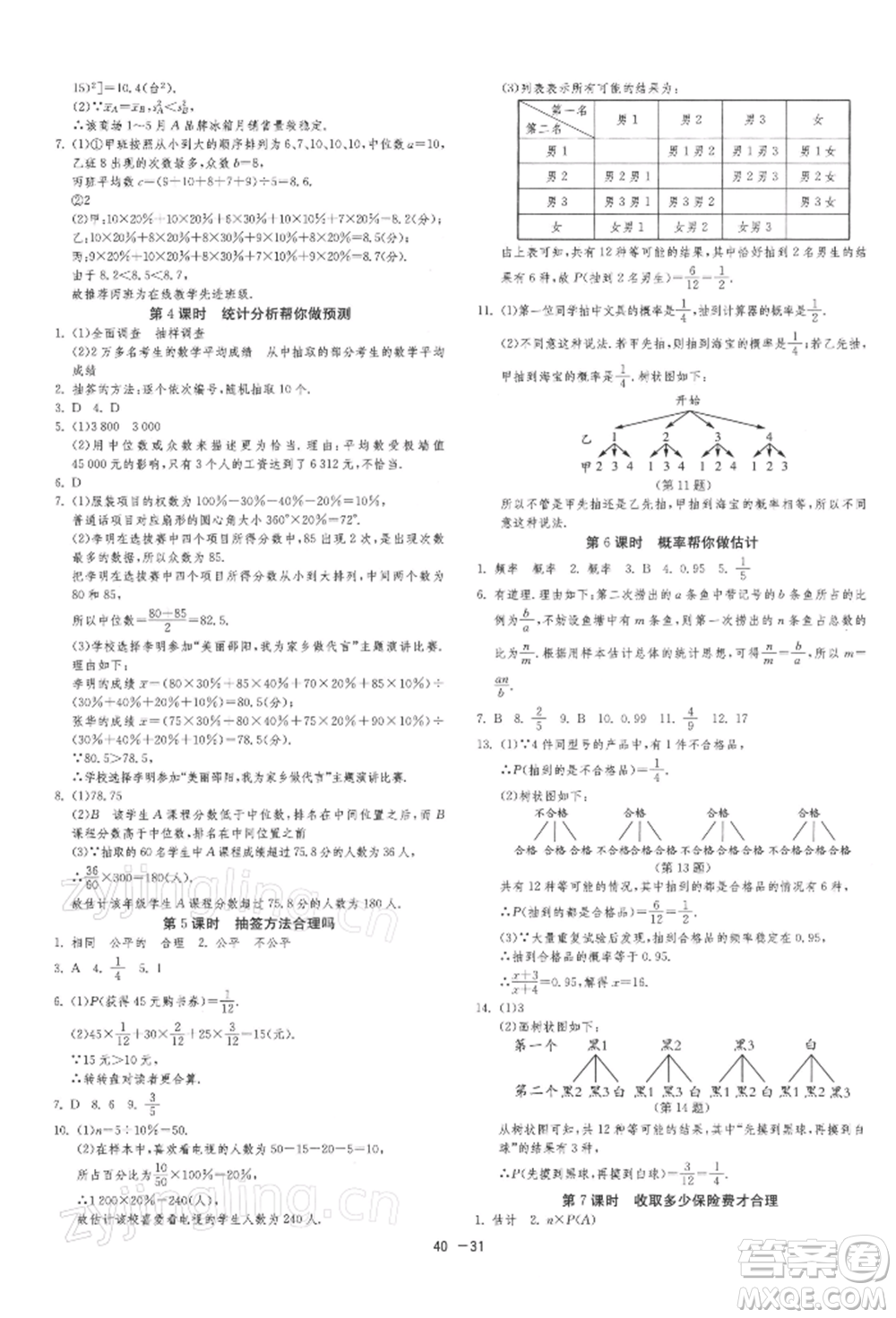 江蘇人民出版社2022年1課3練單元達(dá)標(biāo)測試九年級下冊數(shù)學(xué)蘇科版參考答案