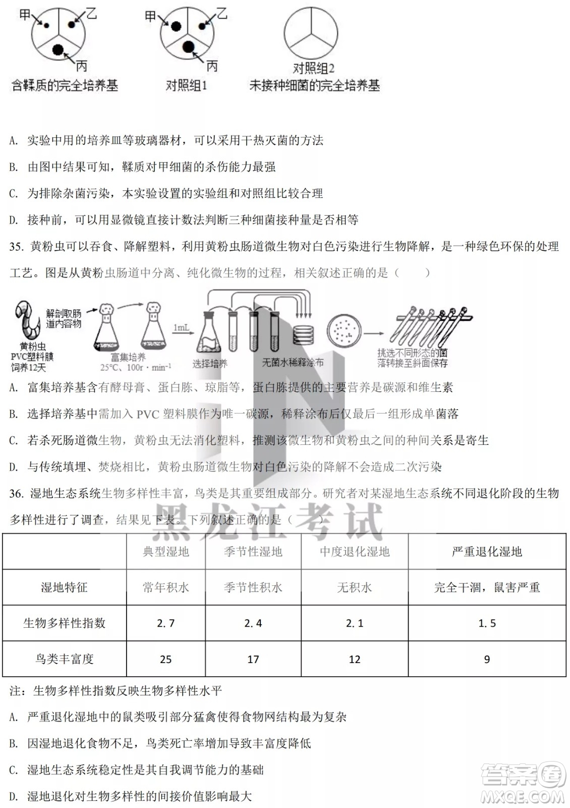 大慶實(shí)驗(yàn)中學(xué)實(shí)驗(yàn)一部2020級(jí)高二下學(xué)期4月階段性質(zhì)量檢測(cè)生物學(xué)試題及答案