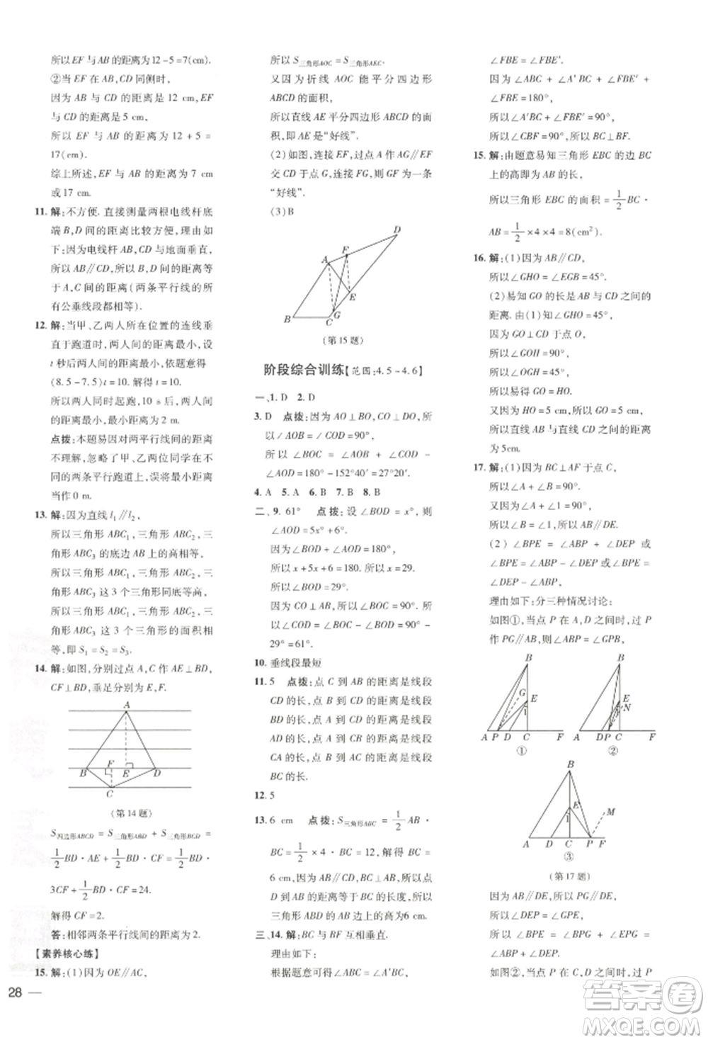 吉林教育出版社2022點撥訓(xùn)練課時作業(yè)本七年級下冊數(shù)學(xué)湘教版參考答案