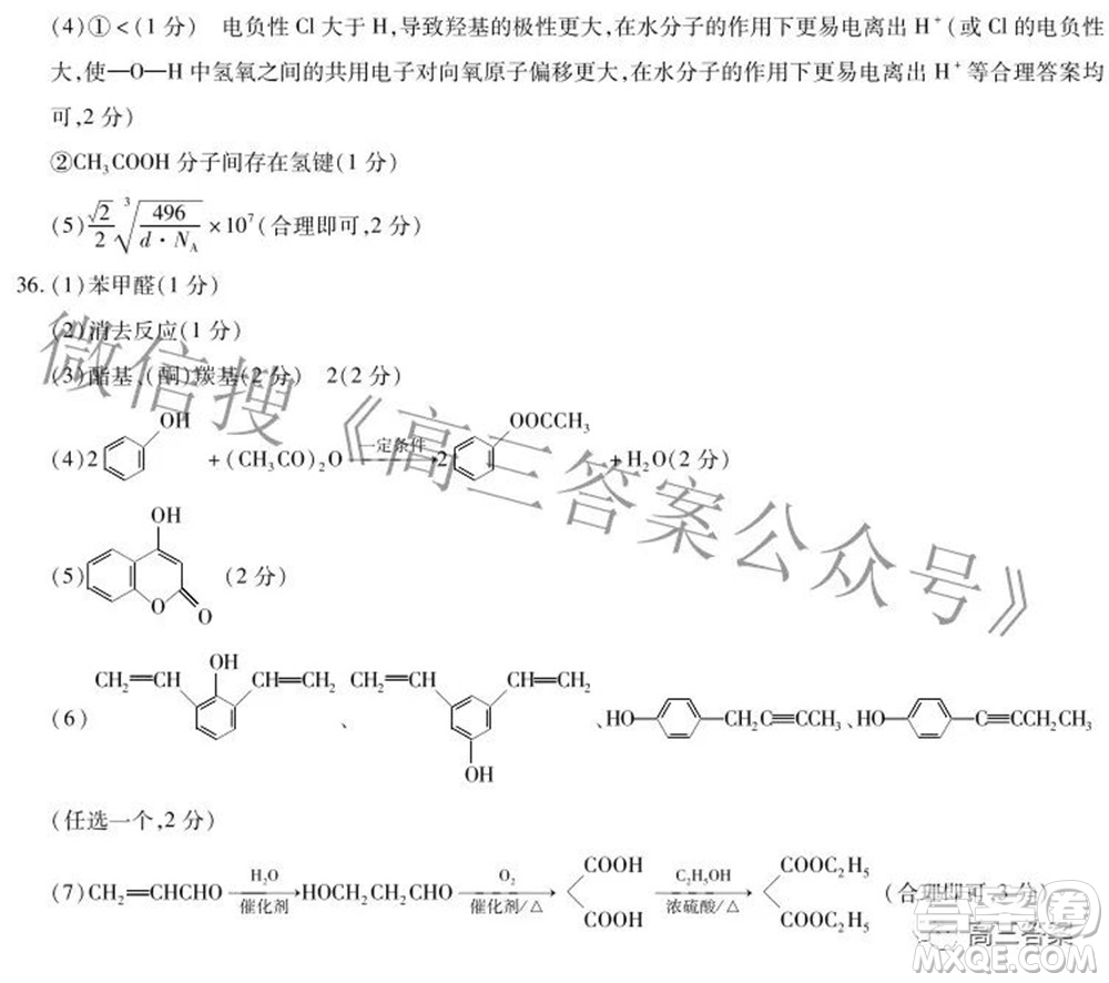 天一大聯(lián)考2021-2022學(xué)年高中畢業(yè)班階段測試六理科綜合試題及答案