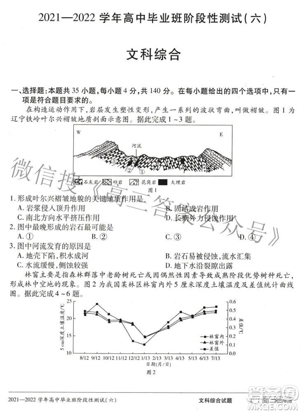 天一大聯(lián)考2021-2022學(xué)年高中畢業(yè)班階段測(cè)試六文科綜合試題及答案