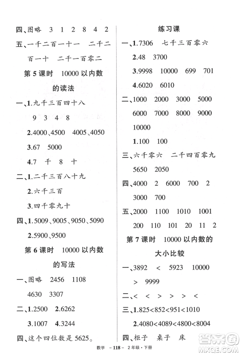 武漢出版社2022狀元成才路創(chuàng)優(yōu)作業(yè)100分二年級下冊數(shù)學人教版參考答案