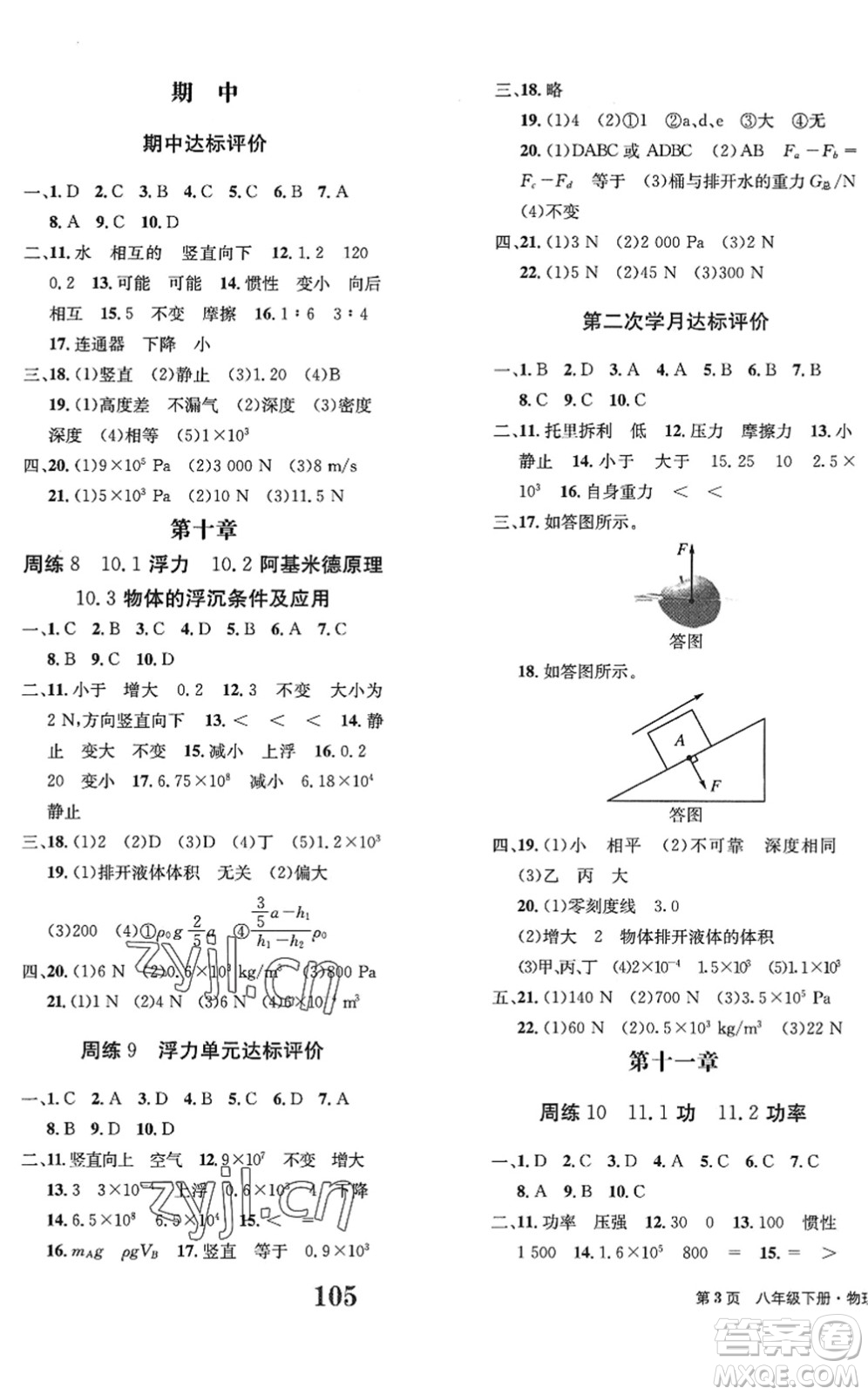 北京時(shí)代華文書局2022全程檢測卷學(xué)業(yè)達(dá)標(biāo)評(píng)價(jià)八年級(jí)物理下冊RJ人教版答案