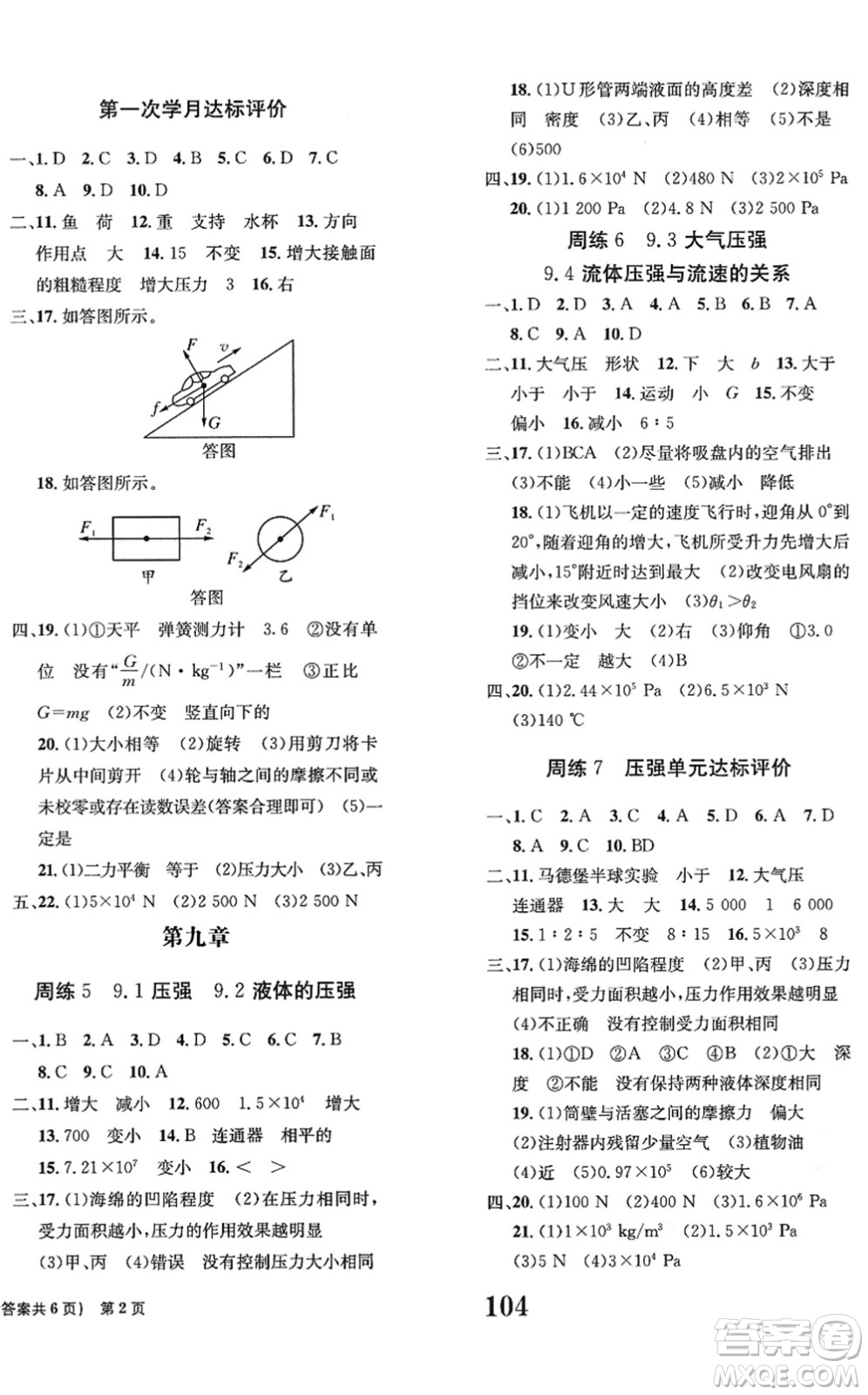 北京時(shí)代華文書局2022全程檢測卷學(xué)業(yè)達(dá)標(biāo)評(píng)價(jià)八年級(jí)物理下冊RJ人教版答案