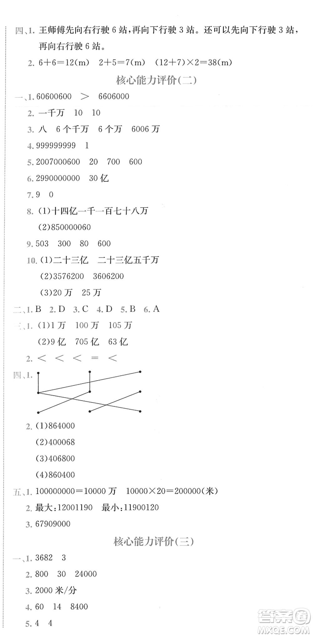 龍門書局2022黃岡小狀元作業(yè)本四年級數(shù)學下冊JS江蘇版答案