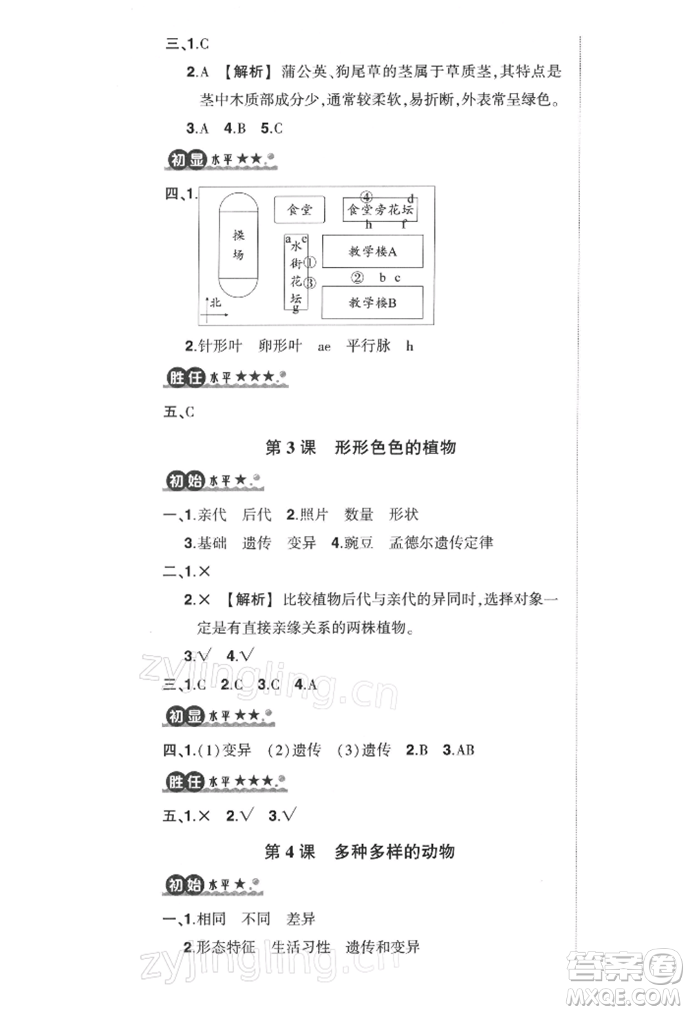 武漢出版社2022狀元成才路創(chuàng)優(yōu)作業(yè)100分六年級(jí)下冊(cè)科學(xué)教科版參考答案