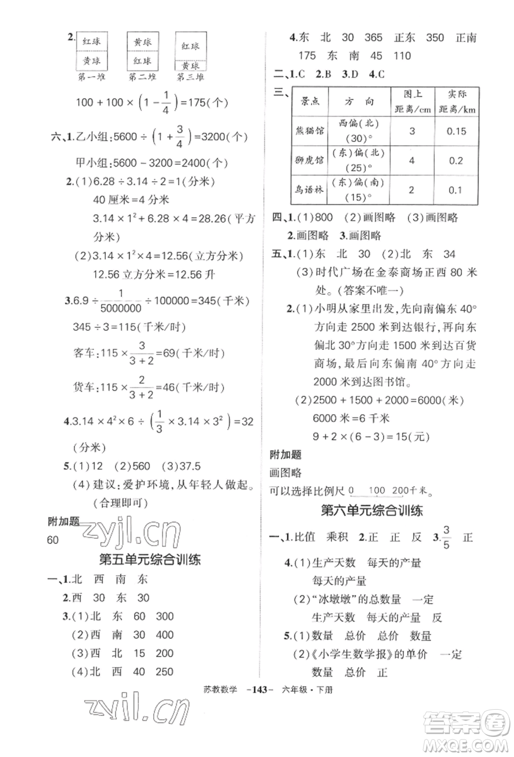 西安出版社2022狀元成才路創(chuàng)優(yōu)作業(yè)100分六年級(jí)下冊(cè)數(shù)學(xué)蘇教版參考答案