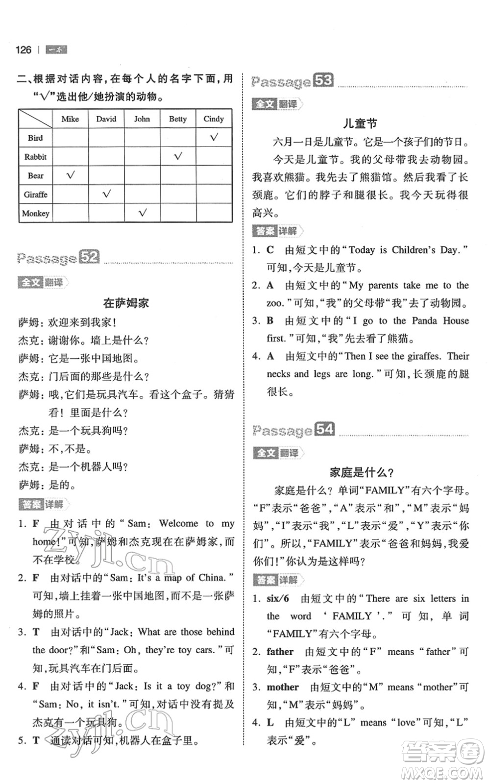 江西人民出版社2022一本小學(xué)英語閱讀訓(xùn)練100篇三年級人教版答案