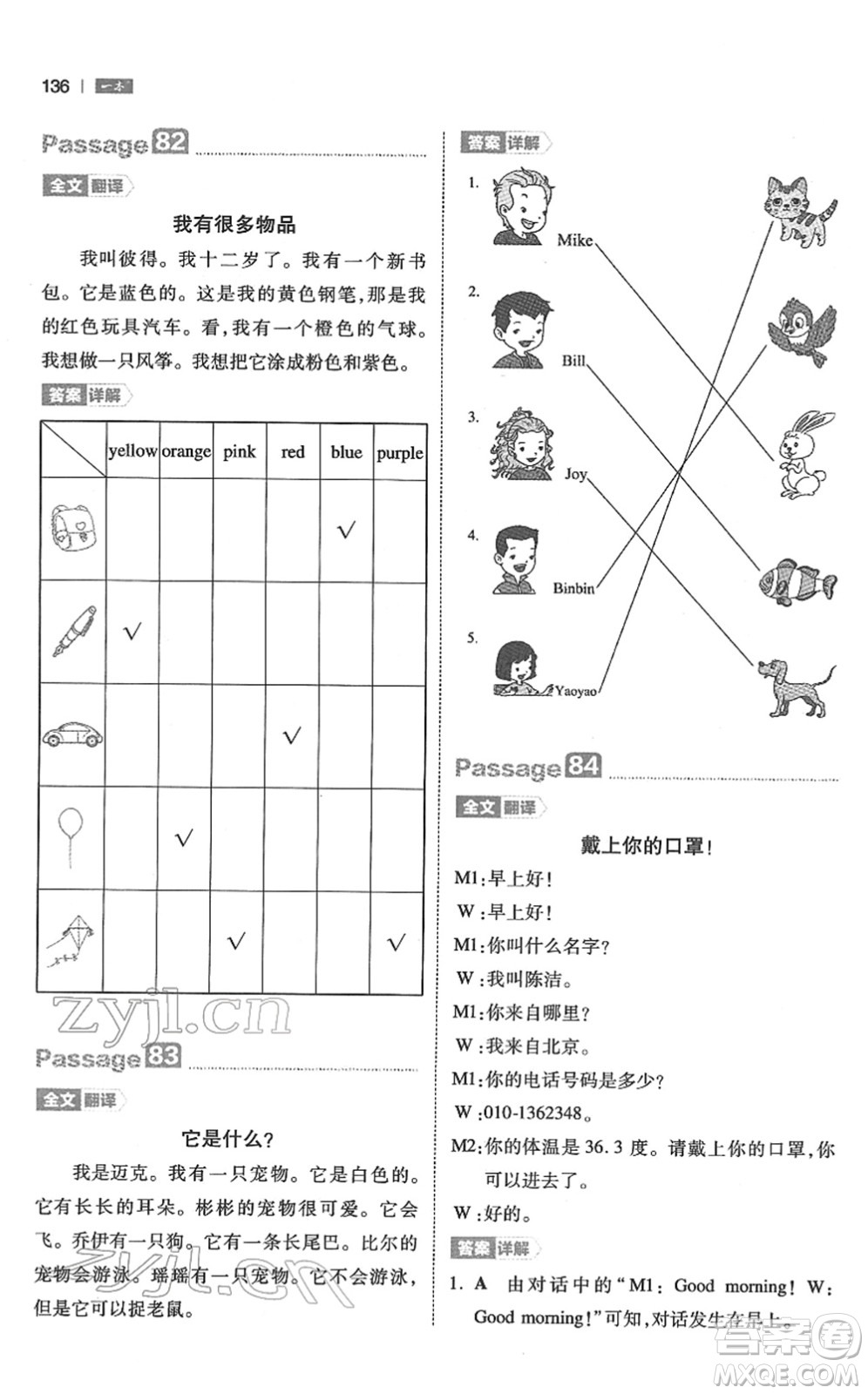 江西人民出版社2022一本小學(xué)英語閱讀訓(xùn)練100篇三年級人教版答案