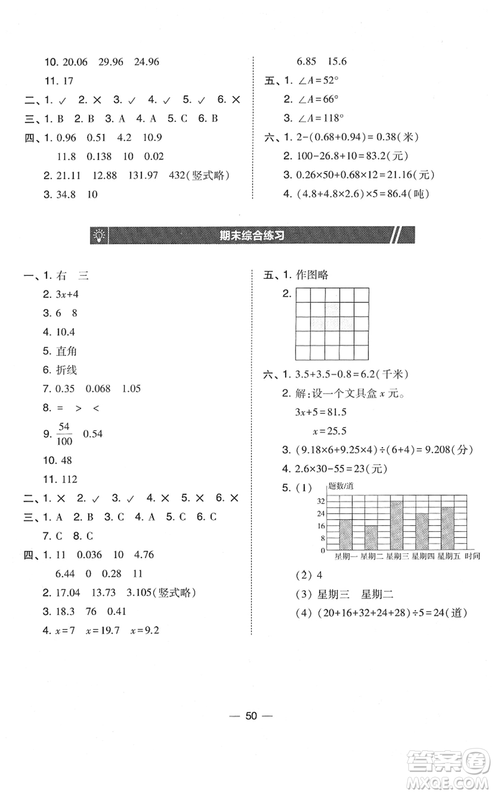 東北師范大學(xué)出版社2022北大綠卡課時(shí)同步訓(xùn)練四年級(jí)數(shù)學(xué)下冊(cè)北師大版答案