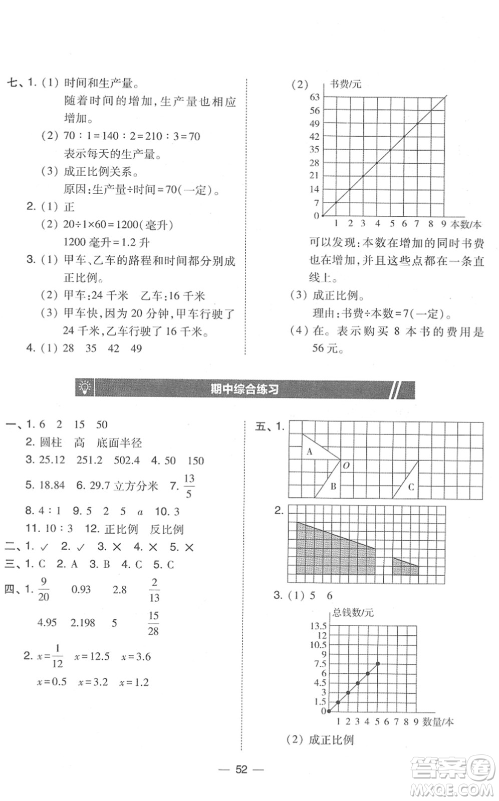 東北師范大學(xué)出版社2022北大綠卡課時(shí)同步訓(xùn)練六年級數(shù)學(xué)下冊北師大版答案