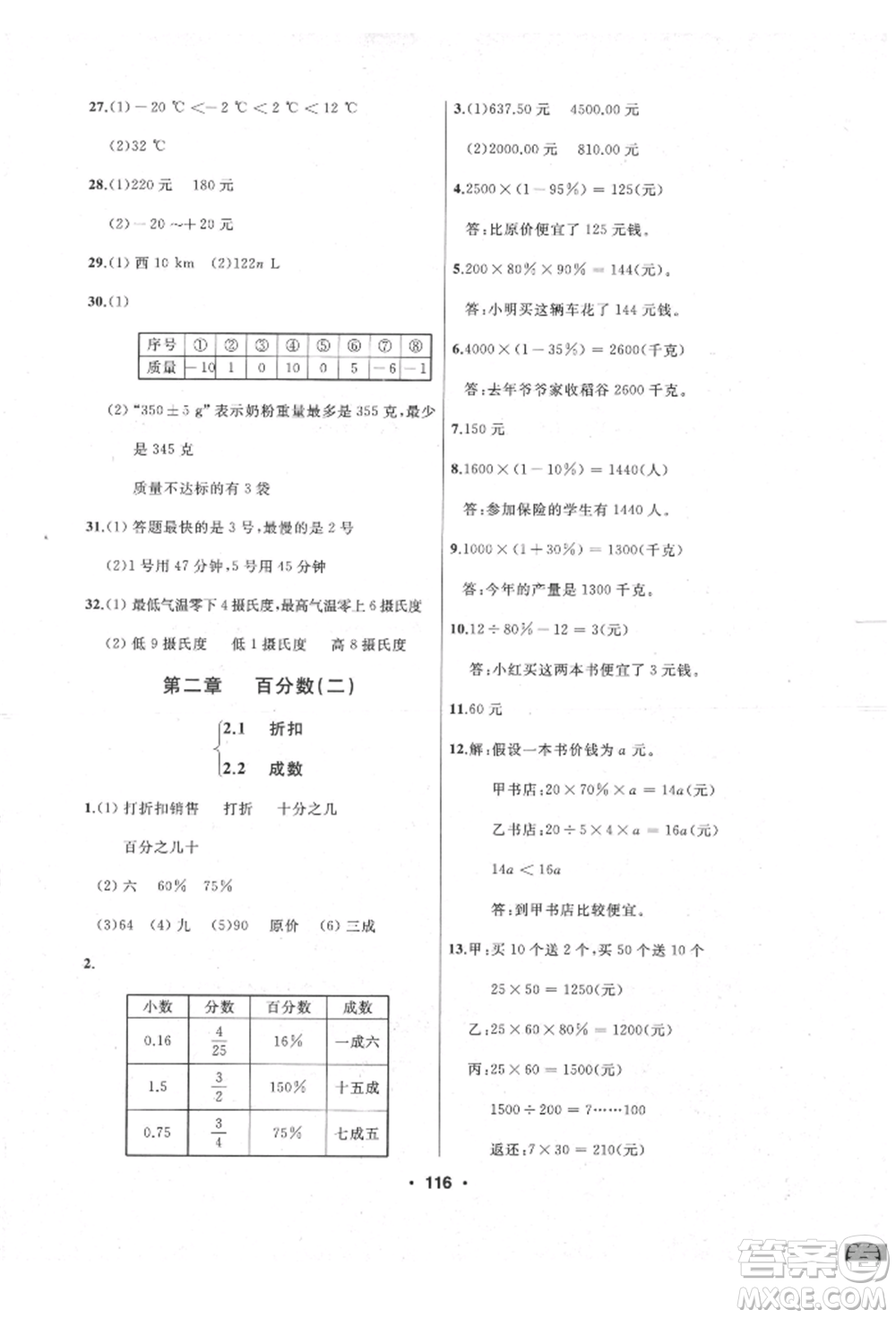 延邊人民出版社2022試題優(yōu)化課堂同步六年級(jí)下冊數(shù)學(xué)人教版參考答案