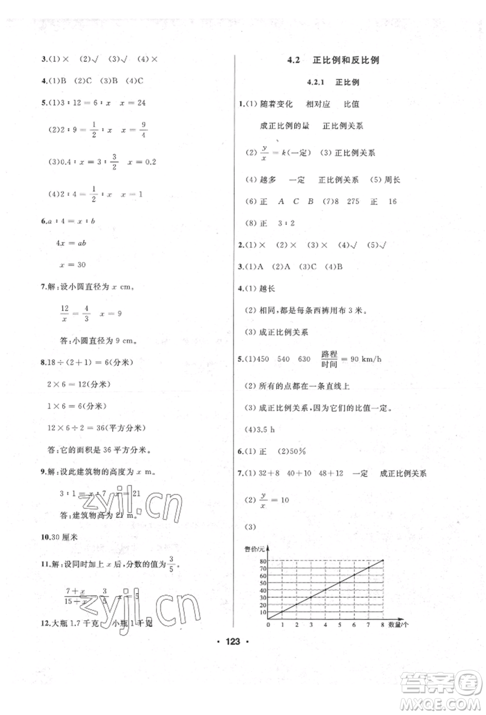 延邊人民出版社2022試題優(yōu)化課堂同步六年級(jí)下冊數(shù)學(xué)人教版參考答案