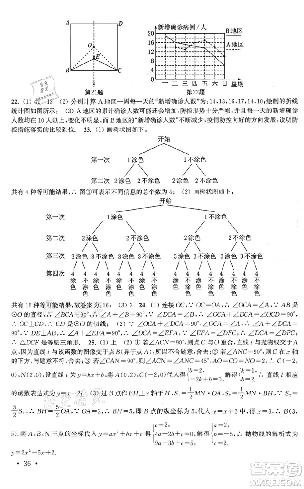 安徽人民出版社2022高效精練九年級數(shù)學(xué)下冊蘇科版答案