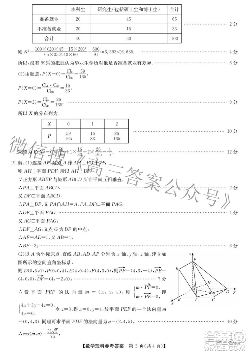 安徽省2022年高考考前適應(yīng)性考試理科數(shù)學試題及答案