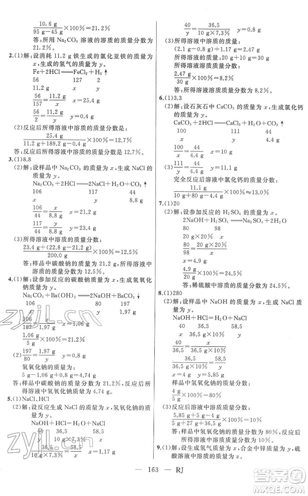 延邊人民出版社2022總復(fù)習(xí)測(cè)試一輪高效復(fù)習(xí)用書(shū)九年級(jí)化學(xué)人教版答案