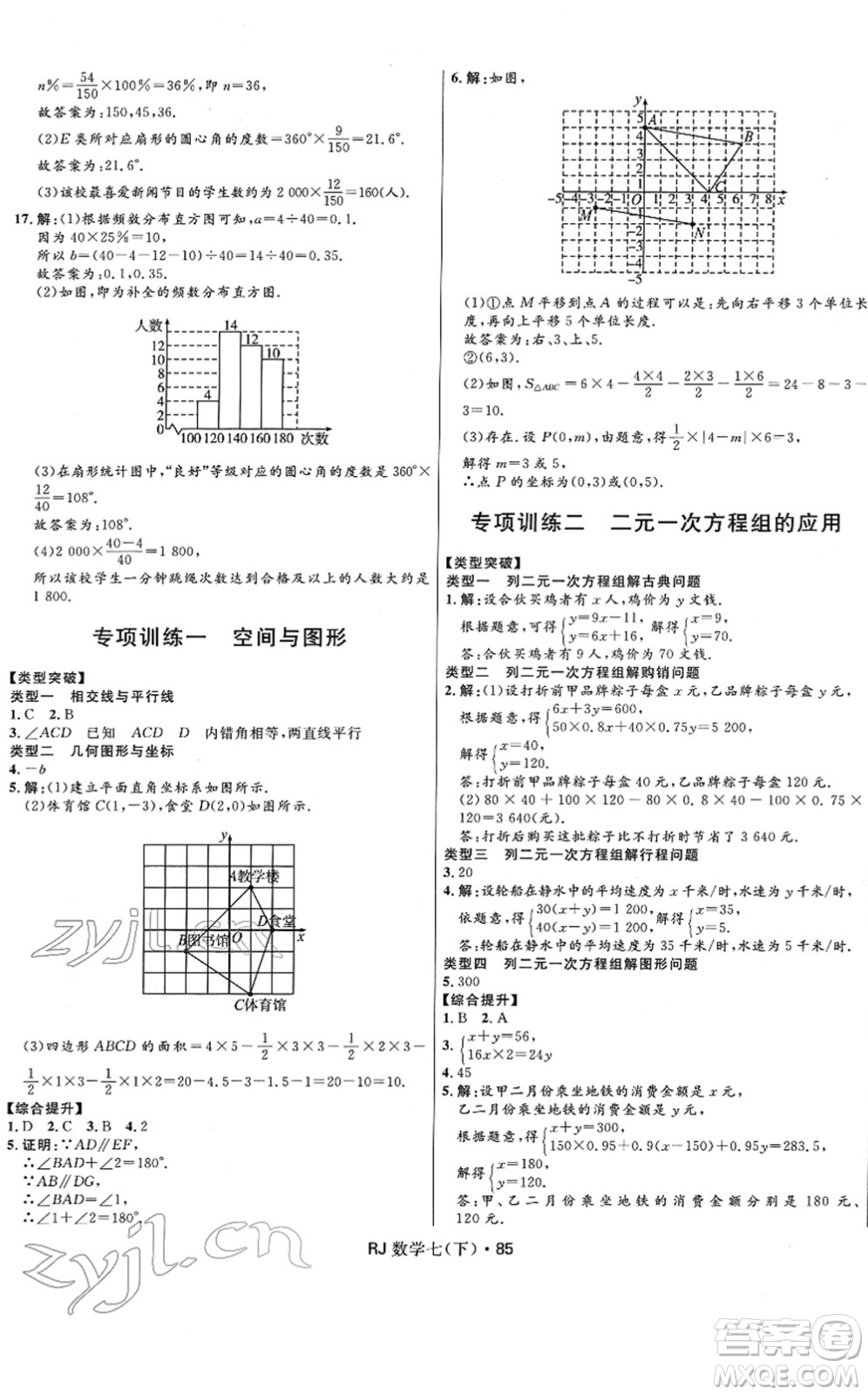 河北少年兒童出版社2022奪冠百分百初中優(yōu)化測(cè)試卷七年級(jí)數(shù)學(xué)下冊(cè)RJ人教版答案