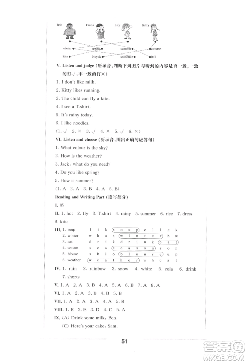 華東師范大學(xué)出版社2022上海名校名卷一年級下冊英語牛津版參考答案