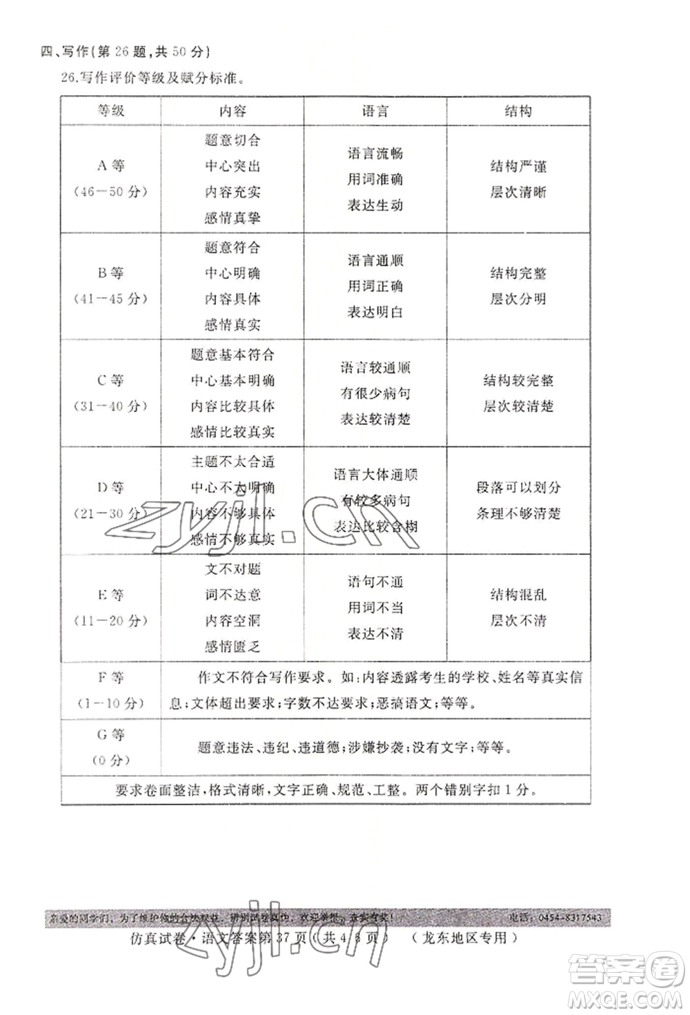 延邊人民出版社2022仿真試卷語文通用版龍東地區(qū)專版參考答案