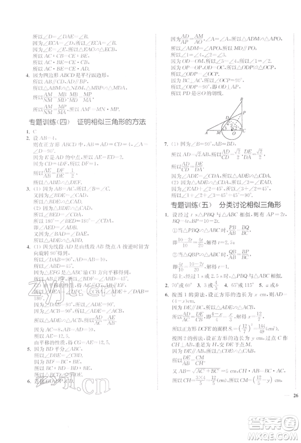 延邊大學(xué)出版社2022學(xué)霸作業(yè)本九年級下冊數(shù)學(xué)蘇科版參考答案