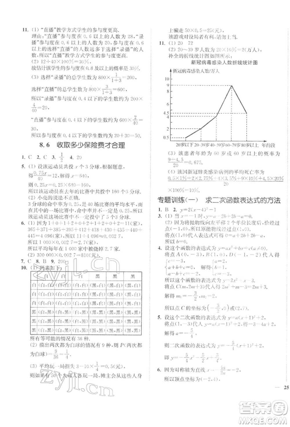 延邊大學(xué)出版社2022學(xué)霸作業(yè)本九年級下冊數(shù)學(xué)蘇科版參考答案