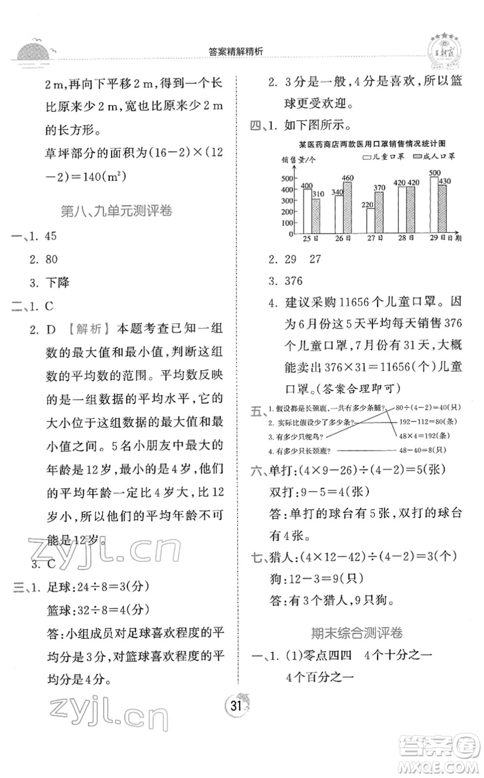 江西人民出版社2022王朝霞德才兼?zhèn)渥鳂I(yè)創(chuàng)新設(shè)計(jì)四年級數(shù)學(xué)下冊RJ人教版答案