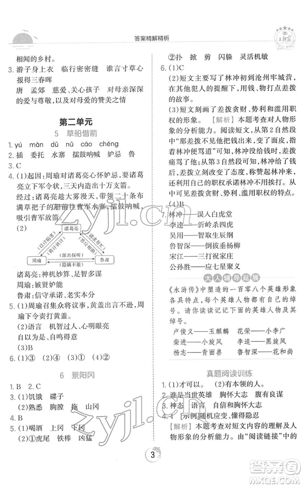 江西人民出版社2022王朝霞德才兼?zhèn)渥鳂I(yè)創(chuàng)新設(shè)計(jì)五年級語文下冊RJ人教版答案