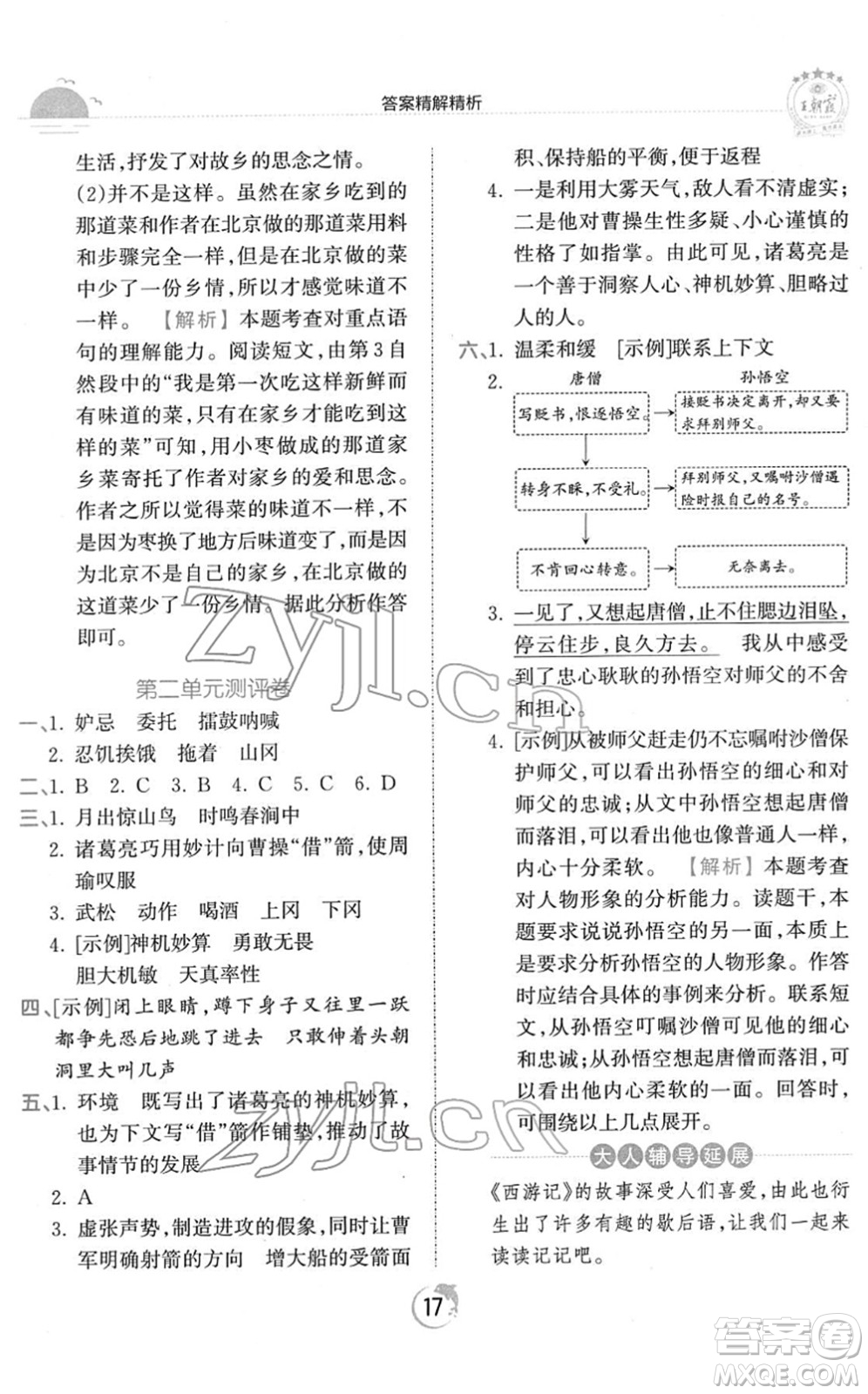 江西人民出版社2022王朝霞德才兼?zhèn)渥鳂I(yè)創(chuàng)新設(shè)計(jì)五年級語文下冊RJ人教版答案