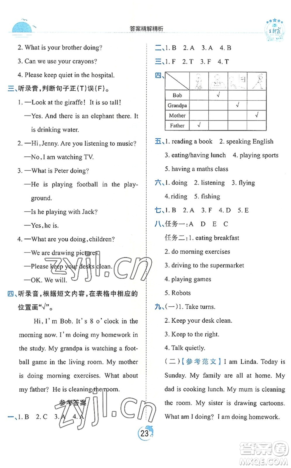 江西人民出版社2022王朝霞德才兼?zhèn)渥鳂I(yè)創(chuàng)新設(shè)計(jì)五年級英語下冊PEP版答案